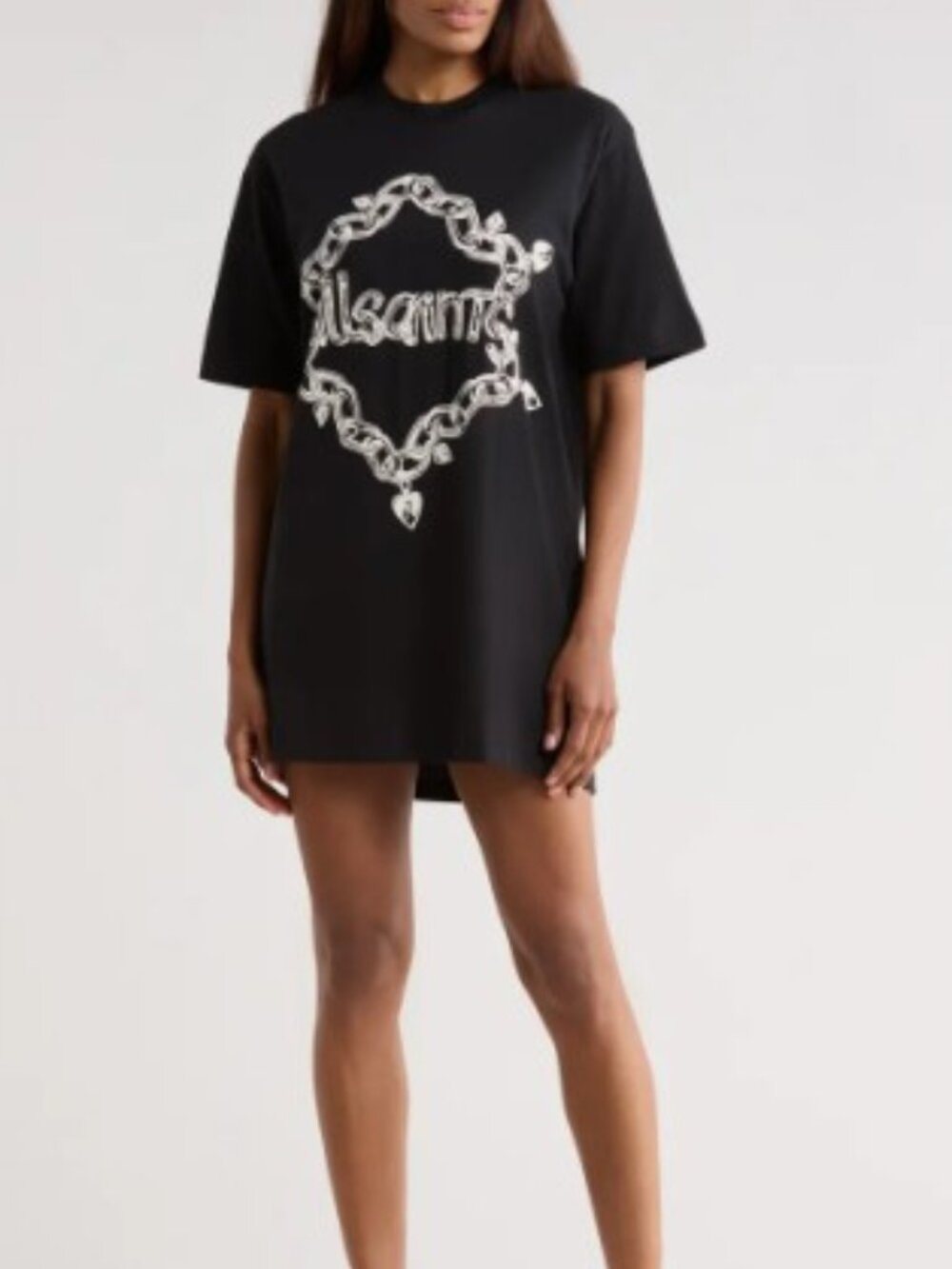 All Saints Scattered Logo T-Shirt Dress, Small, NWT